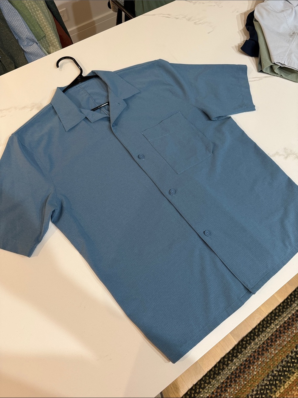 lululemon athletica Short-Sleeve Button-Down Shirt in Slate Blue